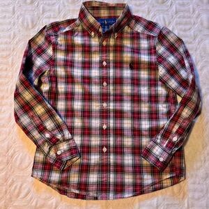 Boy's Ralph Lauren Iconic Plaid Button Up Shirt Sz 8